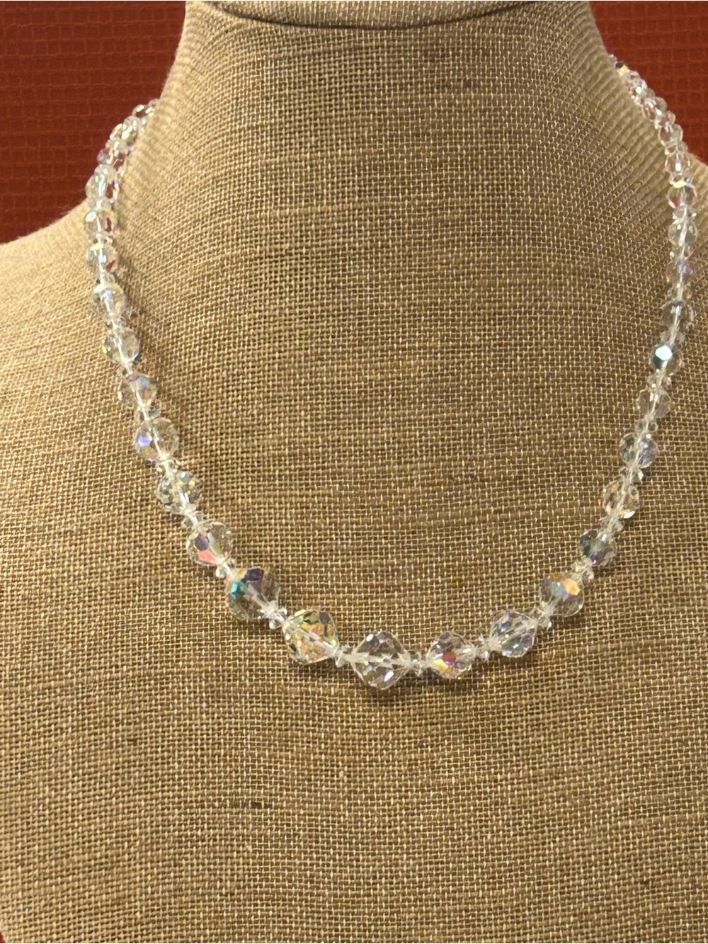 Vintage AB glass graduated bead necklace